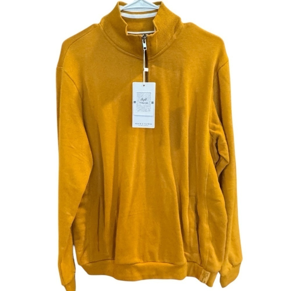 Denim & Flower Gold Zip Up Sweater